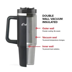 Stainless Steel Double-Walled Vacuum Insulated Tumbler with Straw, 40 oz., Black (OUTD9041)<Outdoors Professional