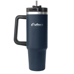 Stainless Steel Double-Walled Vacuum Insulated Tumbler with Straw, 40 oz., Navy Blue (OUTD9058)<Outdoors Professional Clearance