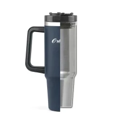 Stainless Steel Double-Walled Vacuum Insulated Tumbler with Straw, 40 oz., Navy Blue (OUTD9058)<Outdoors Professional Clearance