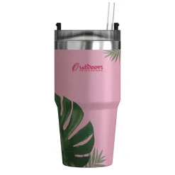 Stainless Steel Double-Walled Vacuum Insulated Tumbler with Straw, 20 oz., Tropical Pink (OUTD9201)<Outdoors Professional New
