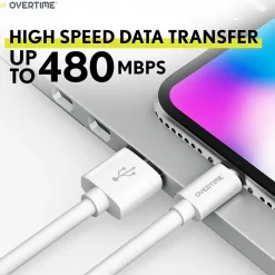 Apple MFi Certified Lighting USB 4ft Cable for iPhone/iPad/iPod Touch, White, Pack of 3 (CE14541A)<Overtime