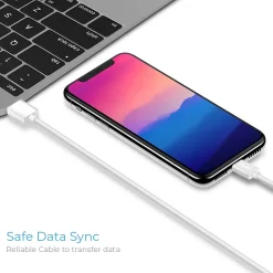 Lightning USB Cable for iPhone/iPad/iPod Touch, White (DCMFI01-8PINWH)<Overtime New