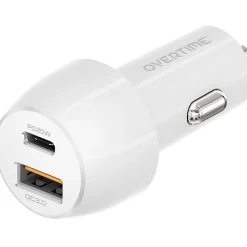 Dual USB-A/USB-C Universal Car Charger, White (OTC2USB2ASL)<Overtime Clearance