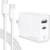 USB-C/USB-A Universal Charger with Two Certified USB-C to Lightning Cables, White (OTH2USB2ARG)<Overtime Discount
