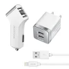 3PC Kit Lightning Charging Kit/Bundle for iPhone/iPad/iPod Touch, White (DAC3IN1)<Overtime New