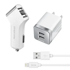 3PC Kit Lightning Charging Kit/Bundle for iPhone/iPad/iPod Touch, White (DAC3IN1)<Overtime New