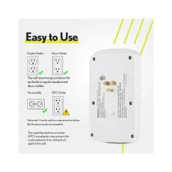 Overtime Wall Outlet Extender, 6 Outlets and 2 USB/2 USBC Ports, Surge Protector, White (OTWP6AC4USB42)