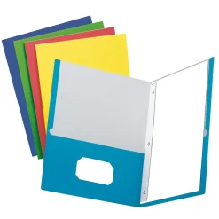 Pocket Folders|Oxford 2 Pocket Folders with Fasteners, Assorted Colors, 100/Box (ESS50764)