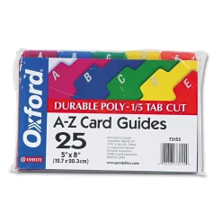 Index Cards*Oxford Card Guides, Alpha, 1/5 Tab, Polypropylene, 5 x 8, 25/Set