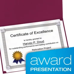 Awards & Certificates*Oxford Certificate Holders, 8.88" x 11.25", Burgundy, 5/Pack (29900585BGD)