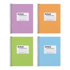 Subject Notebooks|Oxford Composition Notebooks, 7.5" x 9.75", Wide Ruled, 80 Sheets, Assorted Colors, 4/Pack (64946)
