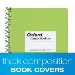Composition Notebooks|Oxford Composition Notebooks, 7.5" x 9.75", College Ruled, 80 Sheets, Assorted Colors, 4/Pack (64947)