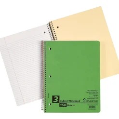 Subject Notebooks|Oxford Earthwise 3-Subject Notebooks, 8.5" x 11", College Ruled, 150 Sheets, Each (25-435R)