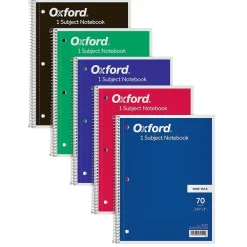 Subject Notebooks|Oxford 1-Subject Notebooks, 8" x 10.5", Wide Ruled, 70 Sheets, Each (65000)