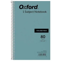 Subject Notebooks|Oxford 1-Subject Notebooks, 6" x 9.5", College Ruled, 80 Sheets, Blue (65121)