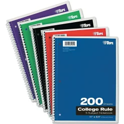 Subject Notebooks|Oxford 5-Subject Subject Notebooks, 8.5" x 11", College Ruled, 200 Sheets, Each (65581)