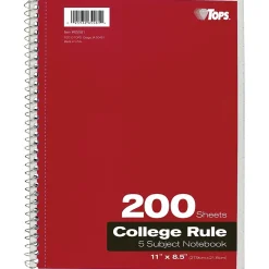 Subject Notebooks|Oxford 5-Subject Subject Notebooks, 8.5" x 11", College Ruled, 200 Sheets, Each (65581)