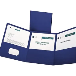 Pocket Folders|Oxford Tri-Fold Presentation Folders, , 20/Box (OXF 59802) Blue