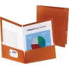 Pocket Folders|Oxford Two-Pocket Laminated Paper Folder, 100-Sheet Capacity, Metallic Copper, 25/BX