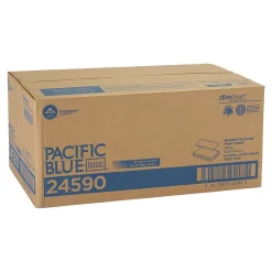Pacific Blue Basic Recycled Multifold Paper Towel, 1-Ply, White, 250 Sheets/Pack, 16 Packs/Carton (24590)