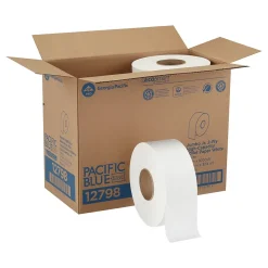 Pacific Blue Recycled Jumbo Jr. Toilet Paper, 2-Ply, White, 1000 ft./Roll, 8 Rolls/Carton (12798)<Pacific Blue Basic Best