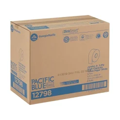Pacific Blue Recycled Jumbo Jr. Toilet Paper, 2-Ply, White, 1000 ft./Roll, 8 Rolls/Carton (12798)<Pacific Blue Basic Best