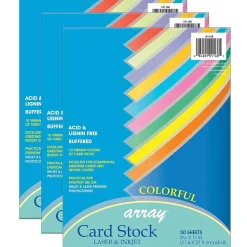 Card Stock*Pacon Array Card Stock, 65 lbs., 8.5" x 11", Assorted Colors, 50 Sheets/Pack, 3 Packs (PAC101168-3)