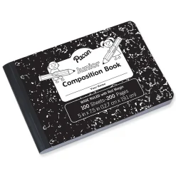 Composition Notebooks|Pacon Composition Notebooks, 5" x 7.5", Wide Ruled, 100 Sheets, Black, 12/Bundle (PACMMK37090-12)