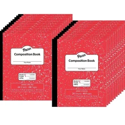 Composition Notebooks|Pacon Composition Notebooks, 7.75" x 9.75", Wide Ruled, 24 Sheets, Red, 24/Bundle (PACMMK37139-24)