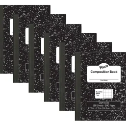 Composition Notebooks|Pacon Composition Notebooks, 9.75" x 7.5", Quad Ruled, 100 Sheets, Black, 6/Bundle (PACMMK37105-6)
