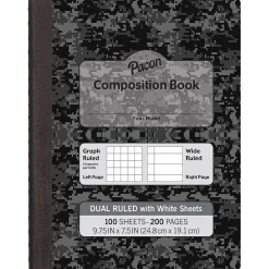 Composition Notebooks|Pacon Composition Notebooks, 9.75" x 7.5", Graph Ruled, 100 Sheets, Black, 6/Bundle (PACMMK37164-6)