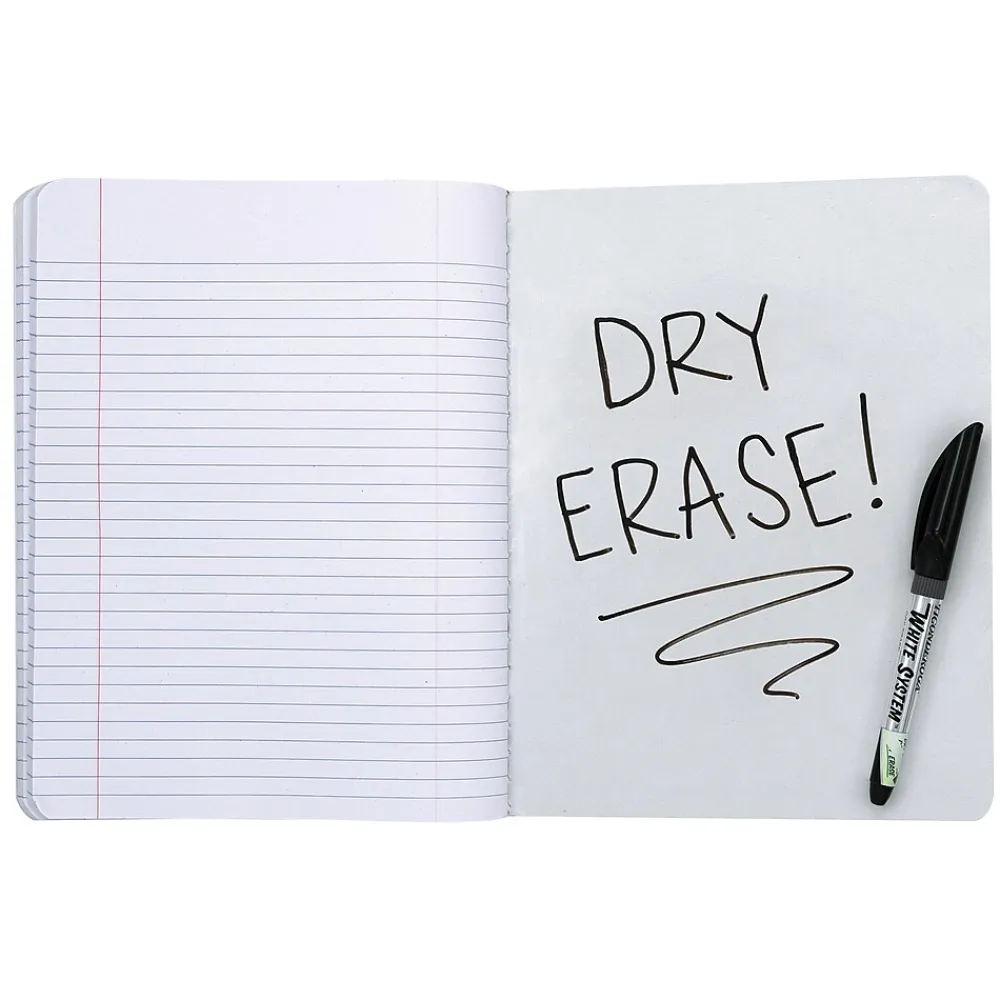 Composition Notebooks|Pacon Composition Notebooks, 9.75" x 7.5", Wide Ruled, 100 Sheets, Black, 6/Bundle (PACMMK37101DE-6)