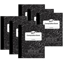 Composition Notebooks|Pacon Composition Notebooks, 9.75" x 7.5", College Ruled, 100 Sheets, Black, 6/Bundle (PACMMK37106-6)