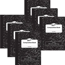 Composition Notebooks|Pacon Composition Notebook, 9.75" x 7.5", 100 Sheets, Black, 6/Bundle (PACMMK37145-6)