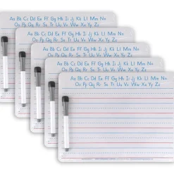 Dry Erase*Pacon ® Handwriting Whiteboard Dry Erase Set, 2-Sided, Ruled/Plain, with Marker/Eraser, 9" x 12", 5 Sets (PACAC9877C1-5)