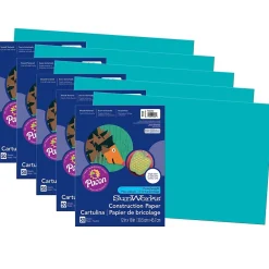 Construction Paper*Pacon SunWorks 12" x 18" Construction Paper, Turquoise, 50 Sheets/Pack, 5 Packs (PAC7707-5)