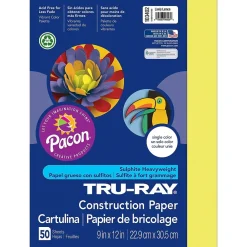 Construction Paper*Pacon Tru-Ray 9" x 12" Construction Paper, Lively Lemon, 50 Sheets/Pack, 6/Pack (PAC103402)