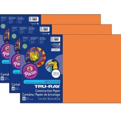 Construction Paper*Pacon Tru-Ray 12" x 18" Construction Paper, Electric Orange, 50 Sheets/Pack, 3 Packs/Bundle (PAC103405-3)