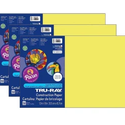 Construction Paper*Pacon Tru-Ray 12" x 18" Construction Paper, Lively Lemon, 50 Sheets/Pack, 3 Packs (PAC103403-3)