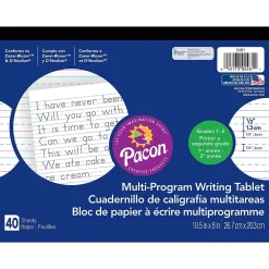 Classroom Paper*Pacon Zaner-Bloser D'Nealian™ Multi-Program Handwriting Tablet Paper, Grades 1st-2nd, 10-1/2" x 8"