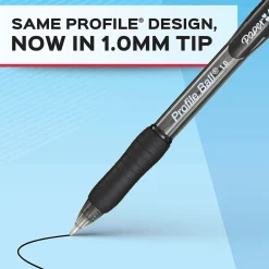 Pens|Paper Mate Ballpoint Pen, Profile Retractable Pen, Medium Point, Blue Ink, 4/Pack (2113555)