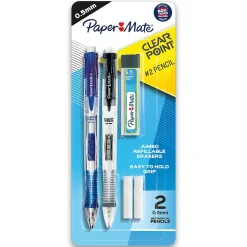 Pencils|Paper Mate Clearpoint Starter Mechanical Pencil, 0.5mm, #2 Medium Lead, 2/Pack (34666PP)