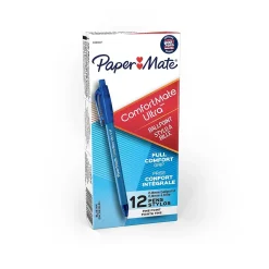 Pens|Paper Mate ComfortMate Ultra Retractable Ballpoint Pen, Fine Point, Blue Ink, Dozen (6360187)