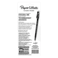 Pens|Paper Mate Eraser Mate Erasable Ballpoint Pen, Medium Point, Red Ink, 5/pk (31735)