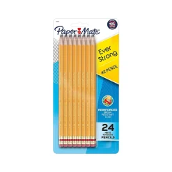 Pencils|Paper Mate EverStrong Pre-Sharpened Wooden Pencil, 1.3mm, #2 Medium Lead, 2 Dozen (2065460)