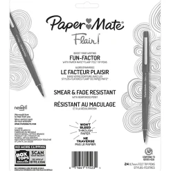 Pens|Paper Mate Flair Felt Pens, Medium Point, 0.7mm, Assorted Ink, 24/Pack (1978998)