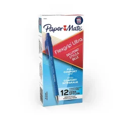 Pens|Paper Mate FlexGrip Ultra Retractable Ballpoint Pen, Medium Point, Blue Ink, 12/Pack (9510131)