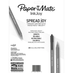 Pens|Paper Mate InkJoy 100 RT Retractable Ballpoint Pen, Medium Point, Assorted Ink, 20/Pack (1951396)