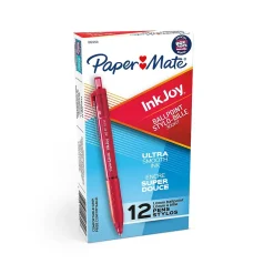 Pens|Paper Mate InkJoy 300 RT Retractable Ballpoint Pen, Medium Point, Red Ink, Dozen (1951258)