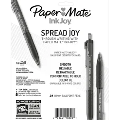 Pens|Paper Mate InkJoy 300 RT Retractable Ballpoint Pen, Medium Point, Black Ink, 24/Pack (1945925)